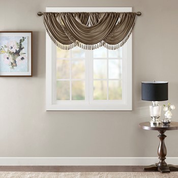 Elena Faux Silk Waterfall Embellished Valance
