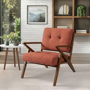 Rocket Upholstered Arm Chair with Angled Wood Frame