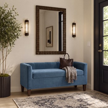 Wholesale Nicole Miller Corvina Ruched Velvet Storage Bench with Lift-Top Seat