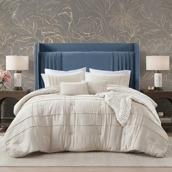 Wholesale Nicole Miller Corvina Full/Queen Ruched Velvet Headboard with Built-In AC Power, USB & USB-C Charging
