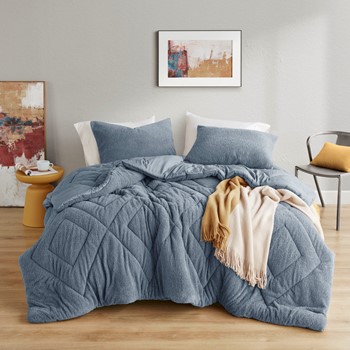 Wholesale Comfort Spaces Raya Double Diamond Quilted Teddy Comforter Set