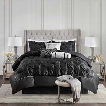 Laurel 100% Polyester Pieced Pleated 7pcs Tufted Comforter Set