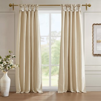 Wholesale Madison Park Emilia 100% Polyester Solid Faux Silk Lined Twist Tab Total Blackout Window Curtain