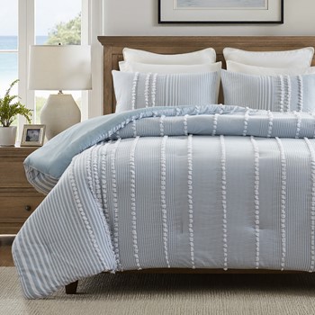 Wholesale Harbor House Blue Anslee 3 Piece Cotton Yarn Dyed Comforter Set