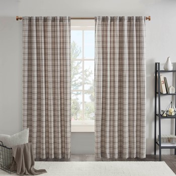 Anaheim Plaid Rod Pocket and Back Tab Curtain Panel with Fleece Lining