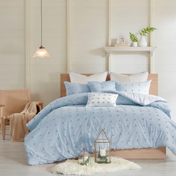 Wholesale Urban Habitat Brooklyn Cotton Jacquard Duvet Cover Set with Euro Shams and Throw Pillows