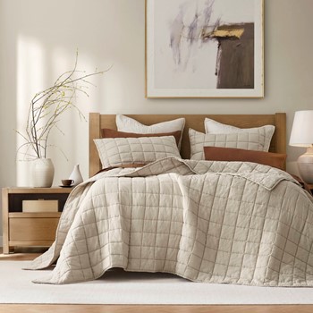 French Flax Linen Garment Washed Quilt Set