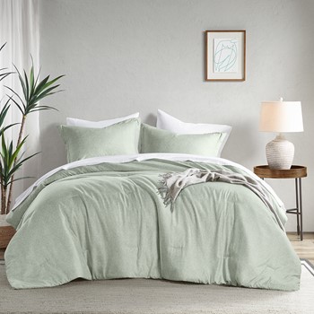 Leighton Chambray Print Solid Comforter Set