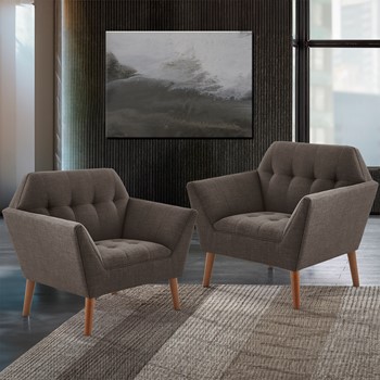 Newport Wide Mid-Century Modern Lounge Chair Set of 2