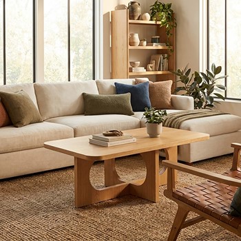 Wholesale INK+IVY Devon 48" Sculptural Wood Coffee Table with Cutout Base