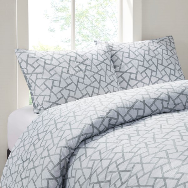3 Piece Geometric Print Reversible Comforter Set
