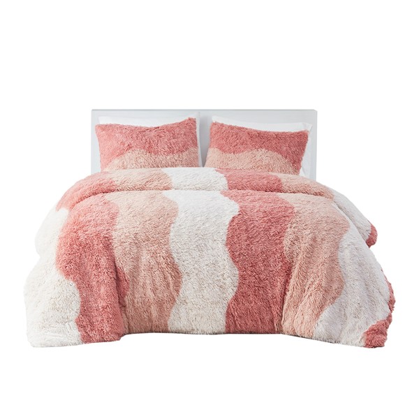 Faux Fur Ombre Stripe Comforter Set