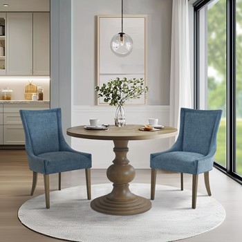 Ultra Upholstered Dining Side Chairs with wood legs (Set of 2)