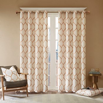 Brooklyn Metallic Geo Embroidered Curtain Panel