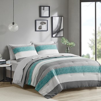 Wholesale Madison Park Essentials Jaxon Stripe Comforter Set with Bed Sheets