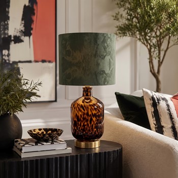 Wholesale Nicole Miller Roux Midi Leopard Glass Table Lamp