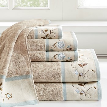 Madison Park Spa Waffle Cotton Jacquard Antimicrobial Bath Towel 6 Piece  Set