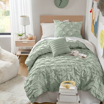 Wholesale Comfort Spaces Bailey Diamond Pintuck Pleated Woven Comforter Set