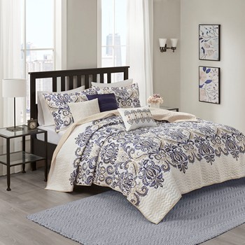 Cali 6 Piece Reversible Quilt Set with Throw Pillows