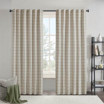 Anaheim Plaid Rod Pocket and Back Tab Curtain Panel with Fleece Lining