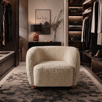 Wholesale Nicole Miller Merlow Faux Fur Barrel Accent Chair