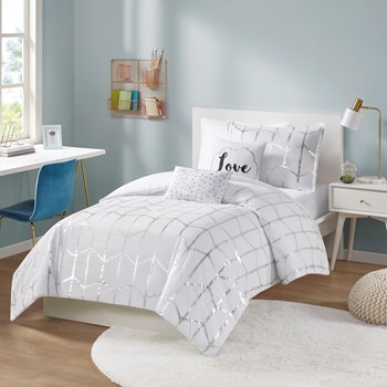 Wholesale Intelligent Design Raina Metallic Printed Comforter Set
