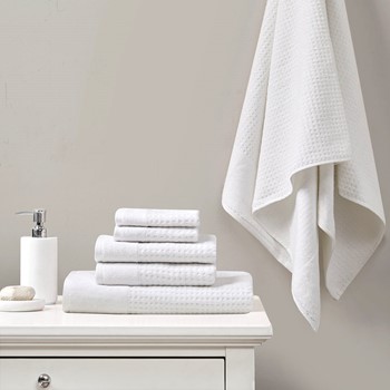 Spa Waffle Cotton Jacquard Bath Towel 6 Piece Set