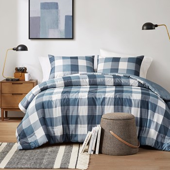 Asher Plaid Check Printed Comforter Set