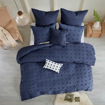 Brooklyn Cotton Jacquard Comforter Set with Euro Shams and Throw Pillows