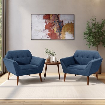 Newport Wide Mid-Century Modern Lounge Chair Set of 2