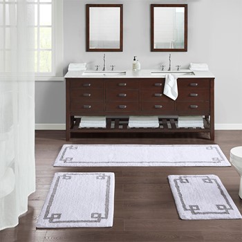 INK+IVY Arbor Cotton Pile Tufted Bath Rug with Grey and Ivory