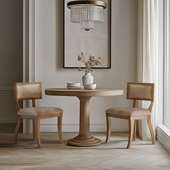 Marie Upholstered Split-Back Dining Chairs with Curved Wood Frame (Set of 2)