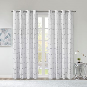 Raina Total Blackout Metallic Print Grommet Top Curtain Panel