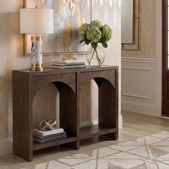 Wholesale Nicole Miller Bellcourt Arch Wood Console Table with Double-Arch Open Shelves