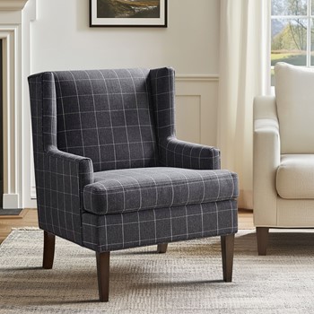 Decker Plaid Wingback Armchair