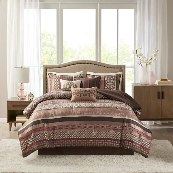 Hampton Park Bellagio 5-Piece Queen Reversible Bedspread Set in Brown/Gold