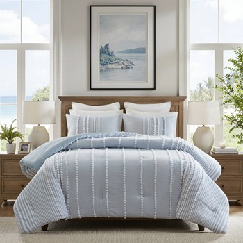 Wholesale Harbor House Blue Anslee 3 Piece Cotton Yarn Dyed Comforter Set