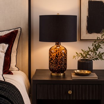 Wholesale Nicole Miller Roux Leopard Pattern Glass Table Lamp