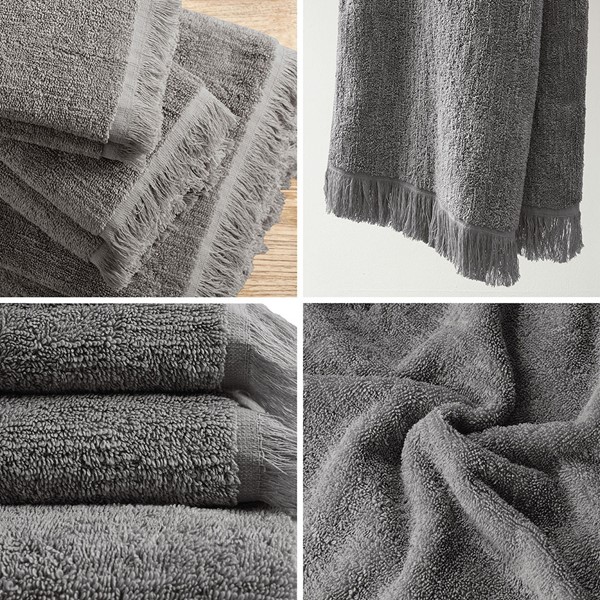 Shop Luxor 100% Egyptian Cotton 6 Piece Towel Set Charcoal