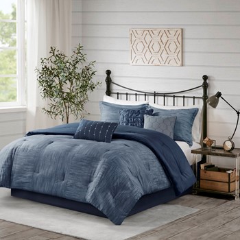 Walter 7 Piece Printed Seersucker Comforter Set