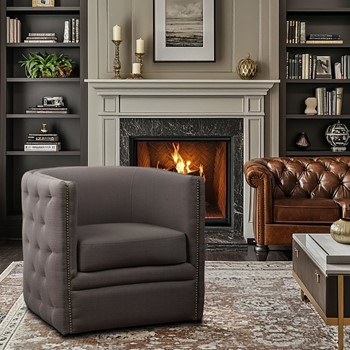 Capstone Tufted Barrel Swivel Chair