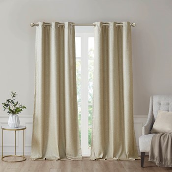 Como Tonal Printed Faux Silk Room Darkening Curtain Panel Pair