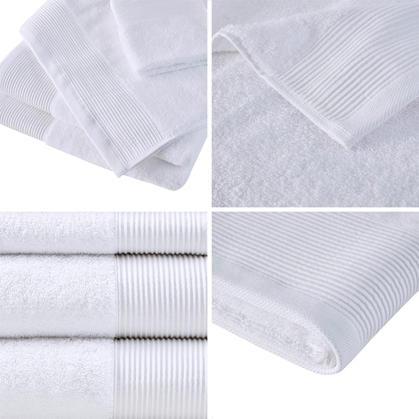 Antimicrobial Organic Cotton Bright White Bath Towels, Set of 6 +