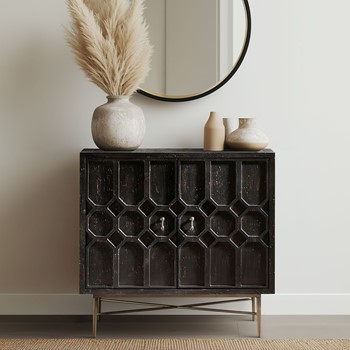 Hanley Honeycomb 2-door wood storage cabinet