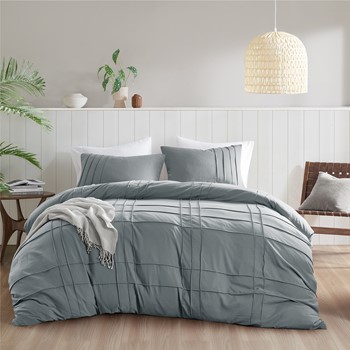 Wholesale Comfort Spaces Walker Soft Washed Pleated Duvet Cover Set
