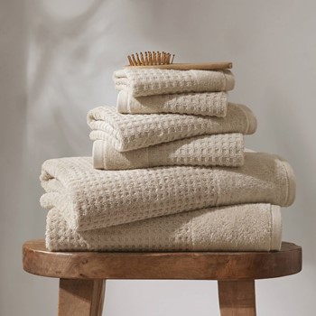 Spa Waffle Cotton Jacquard Bath Towel 6 Piece Set