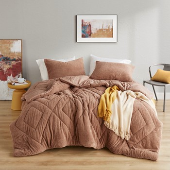 Wholesale Comfort Spaces Raya Double Diamond Quilted Teddy Comforter Set