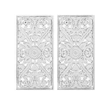Wholesale Madison Park Botanical Panel Distressed Carved Wood 2-piece Wall Decor Set