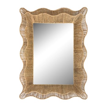 Wholesale INK+IVY Amelie 26X36 Double-Layer Scalloped Natural Jute Wall Mirror
