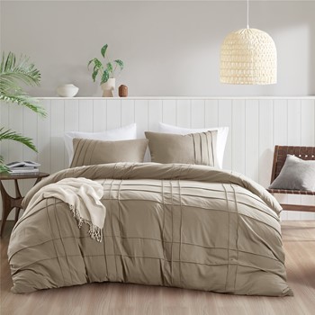 Wholesale Comfort Spaces Walker Soft Washed Pleated Duvet Cover Set